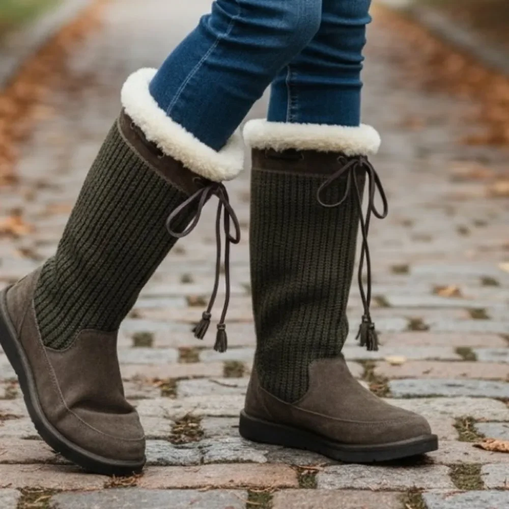 Ugg Green Knit & Brown Suede Winter Boots